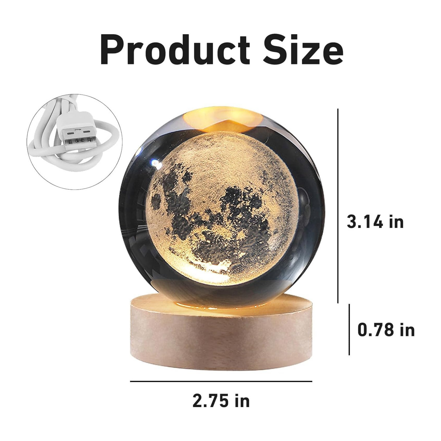 3D Crystal Moon Night Lamp | Bedroom Decoration