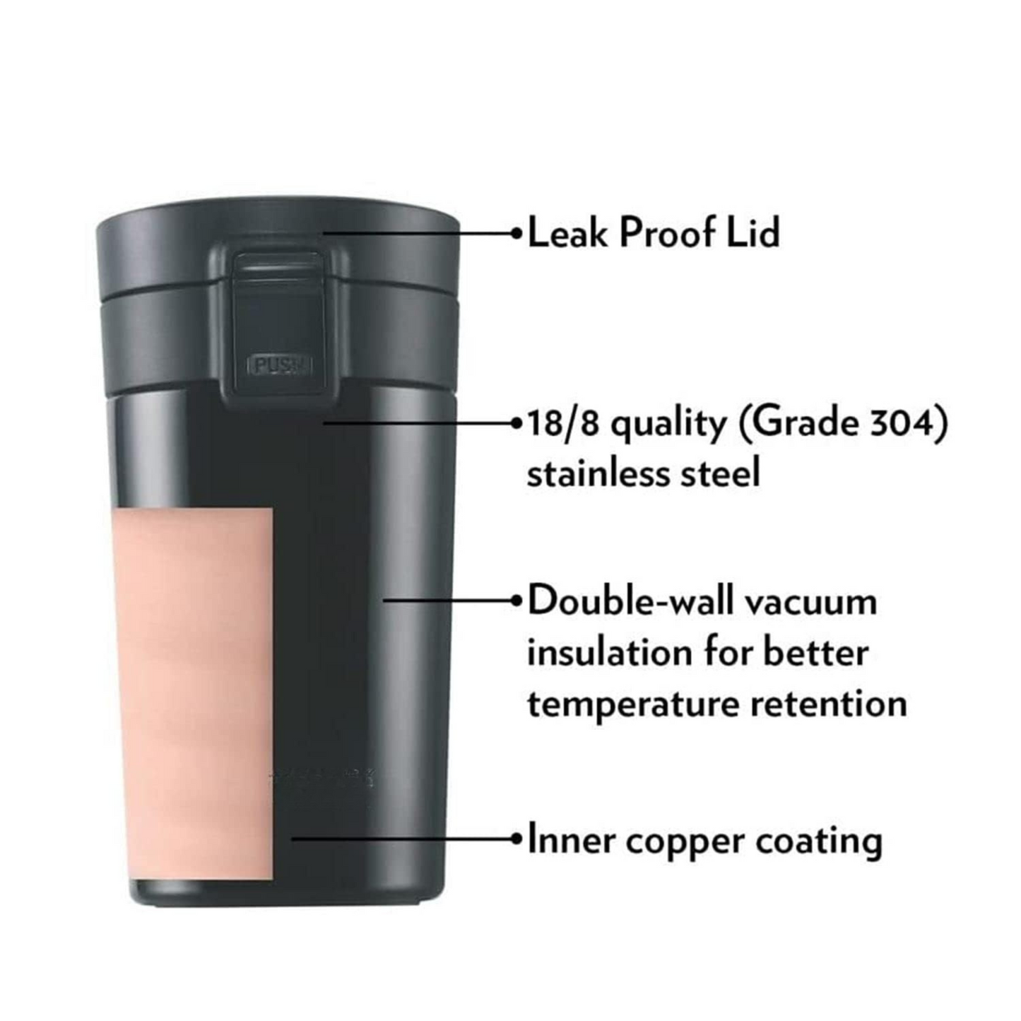 vacuum insulated Hydra Coffeemate stainless Steel travel mug