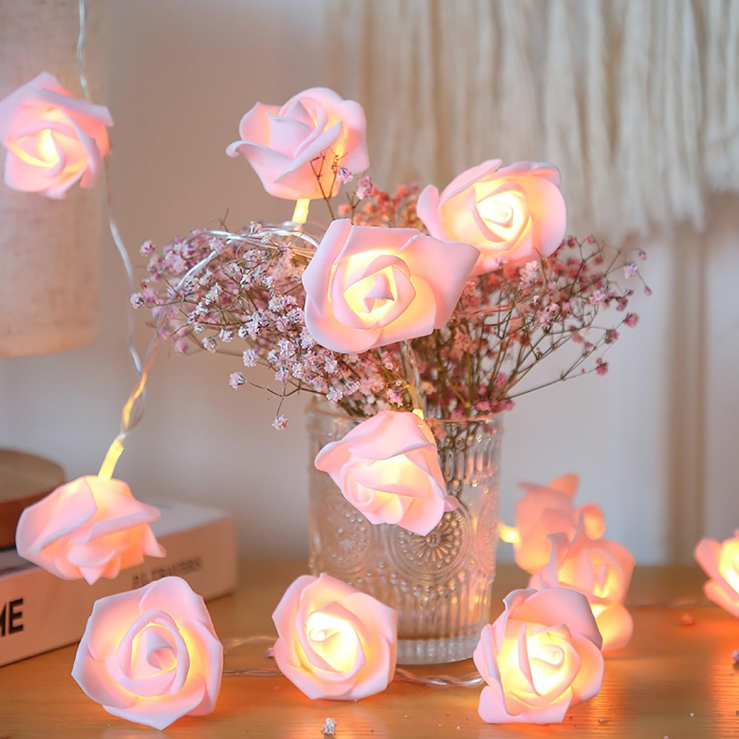 Rose Flower LED String Fairy Light, 14 LED 3 Meter Night Light for Home Decor
