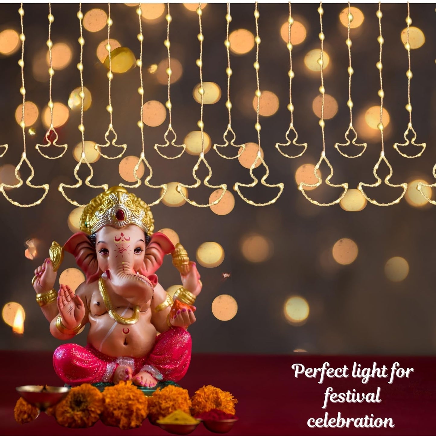 Diwali Diya light | water proof and shock-resistant | 200 LED with 10 Diyas