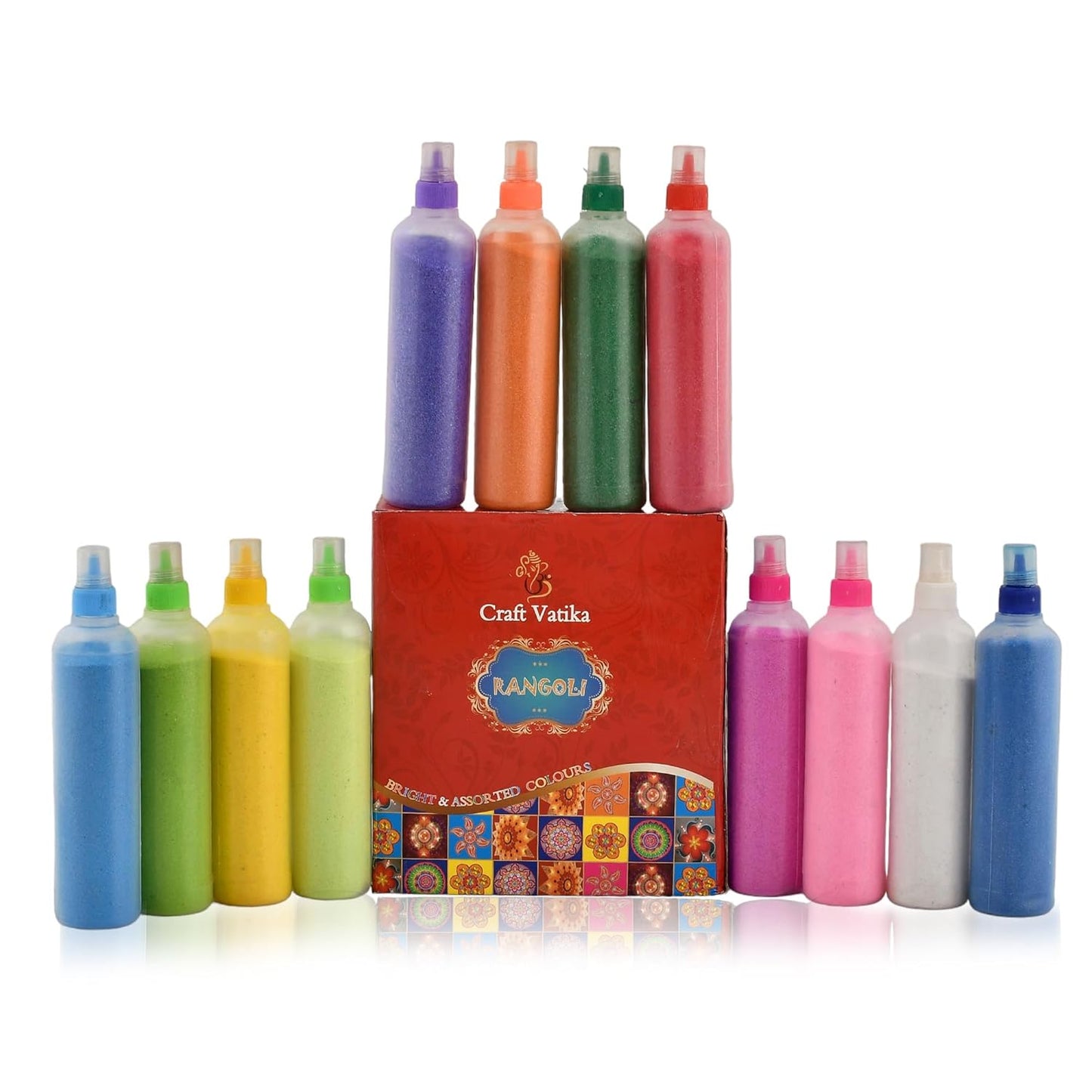 12 Rangoli Colour Powder Tube Kit Diwali Decoration Items Bottles Tool Floor Art