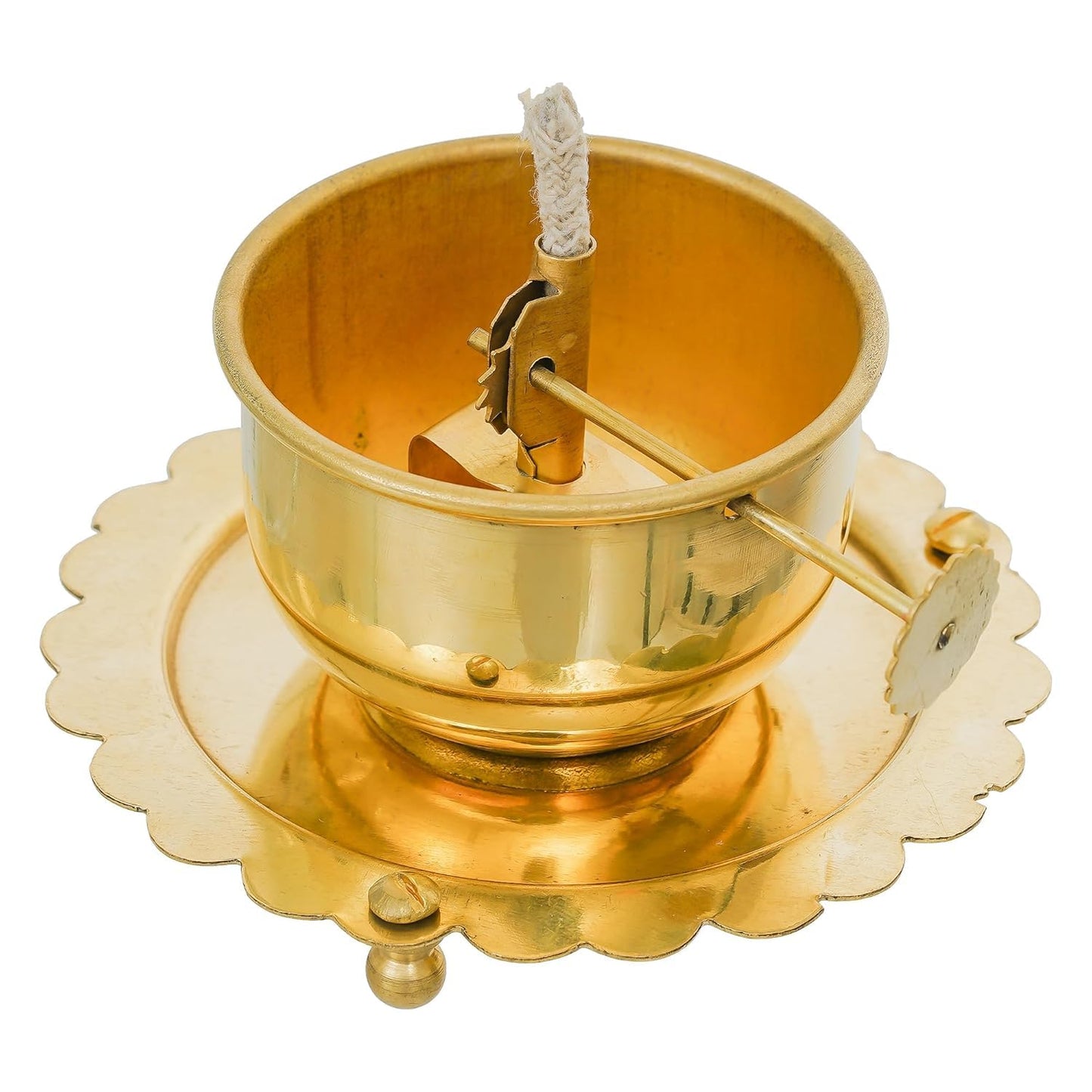 Akhand Diya with Adjustable Wick & Glass Chimney - 30–36 Hr Burn Time