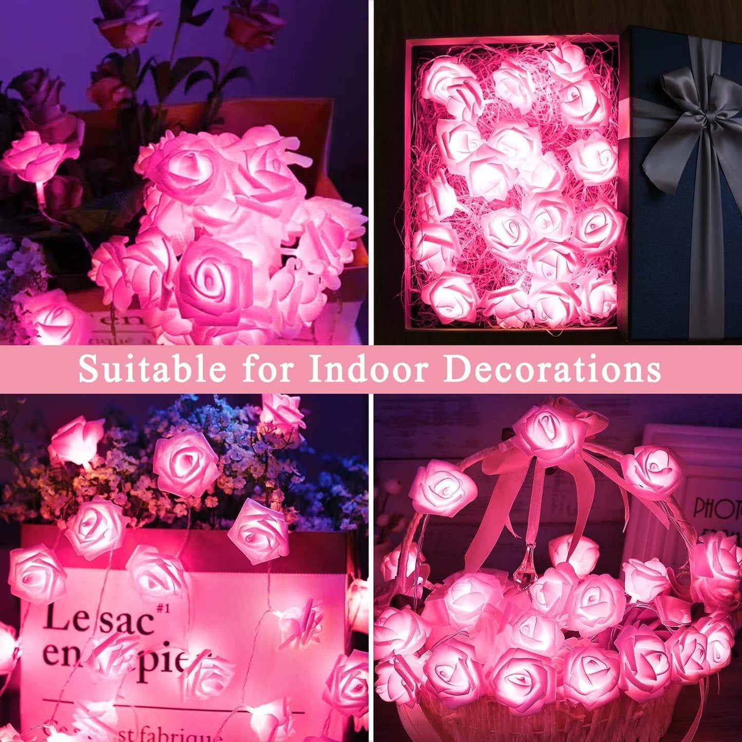 Rose Flower LED String Fairy Light, 14 LED 3 Meter Night Light for Home Decor