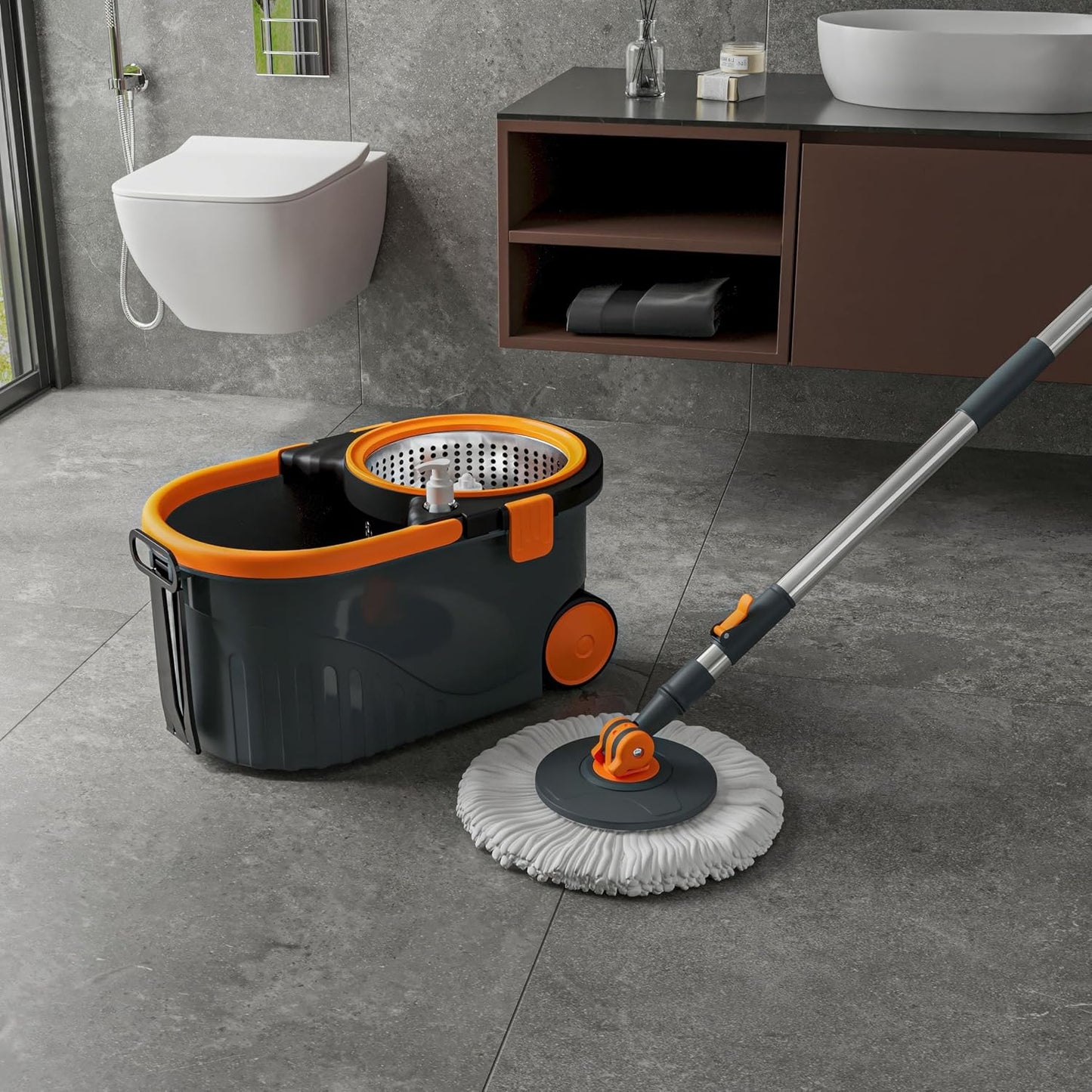 360° Rotating Mop & Adjustable Handle (Multicolor)