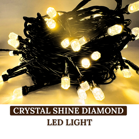 Premium 45M Warm White Diamond LED String Lights with Black Wire | Decoration LED Fairy Lights for Diwali,