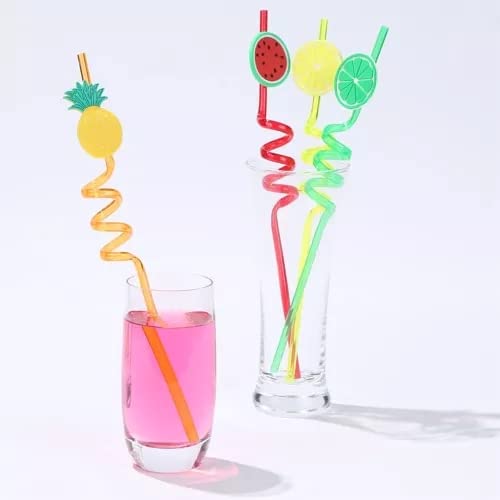 4 PCS Curly Reusable Straws Smoothie Drinking Straws Kids