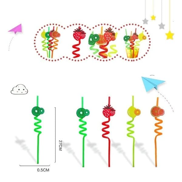 4 PCS Curly Reusable Straws Smoothie Drinking Straws Kids