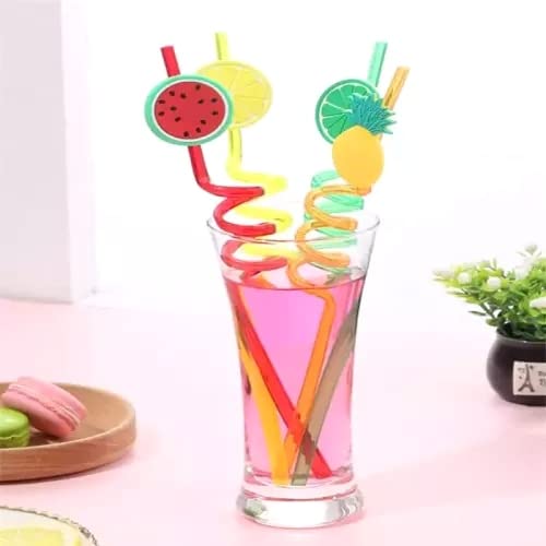 4 PCS Curly Reusable Straws Smoothie Drinking Straws Kids