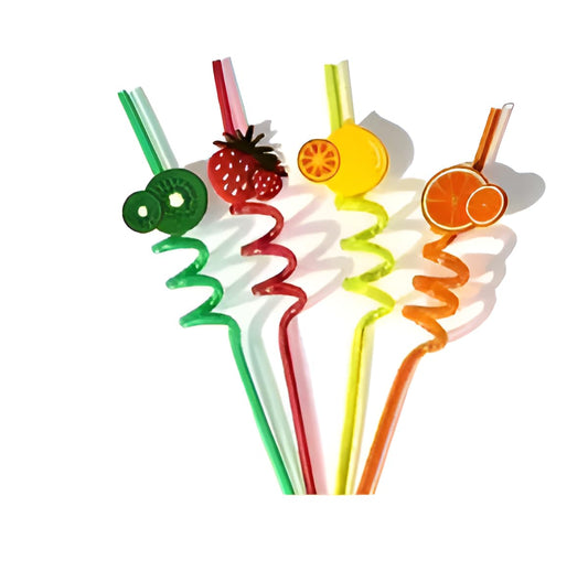 4 PCS Curly Reusable Straws Smoothie Drinking Straws Kids