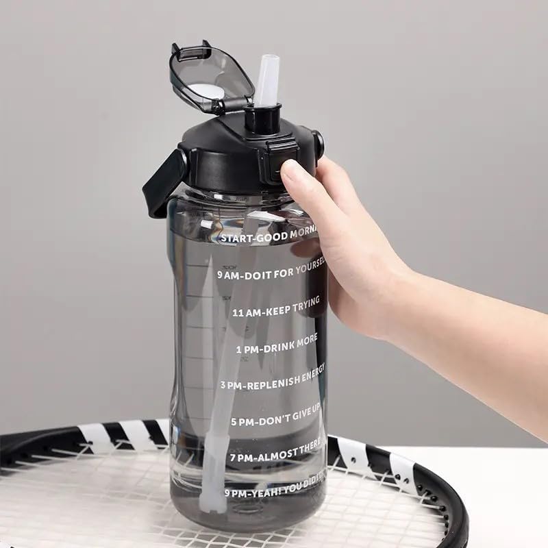 2L Transparent Motivational Water Bottle - Leakproof Fitness Sports Bottle (Multicolor)