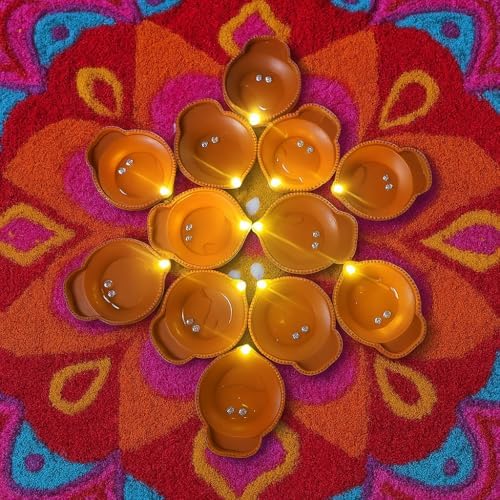 Water Sensor Diyas (36 Pcs) – Electric Flameless & Smokeless LED Diya Lights,