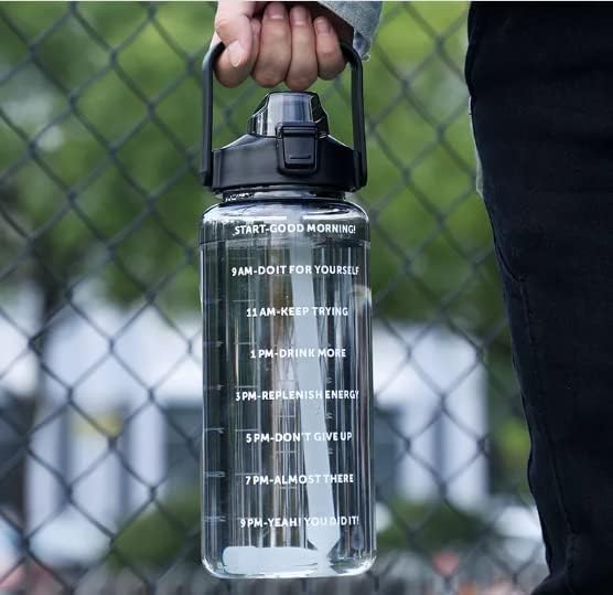 2L Transparent Motivational Water Bottle - Leakproof Fitness Sports Bottle (Multicolor)