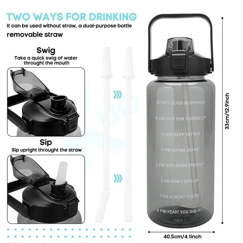 2L Transparent Motivational Water Bottle - Leakproof Fitness Sports Bottle (Multicolor)