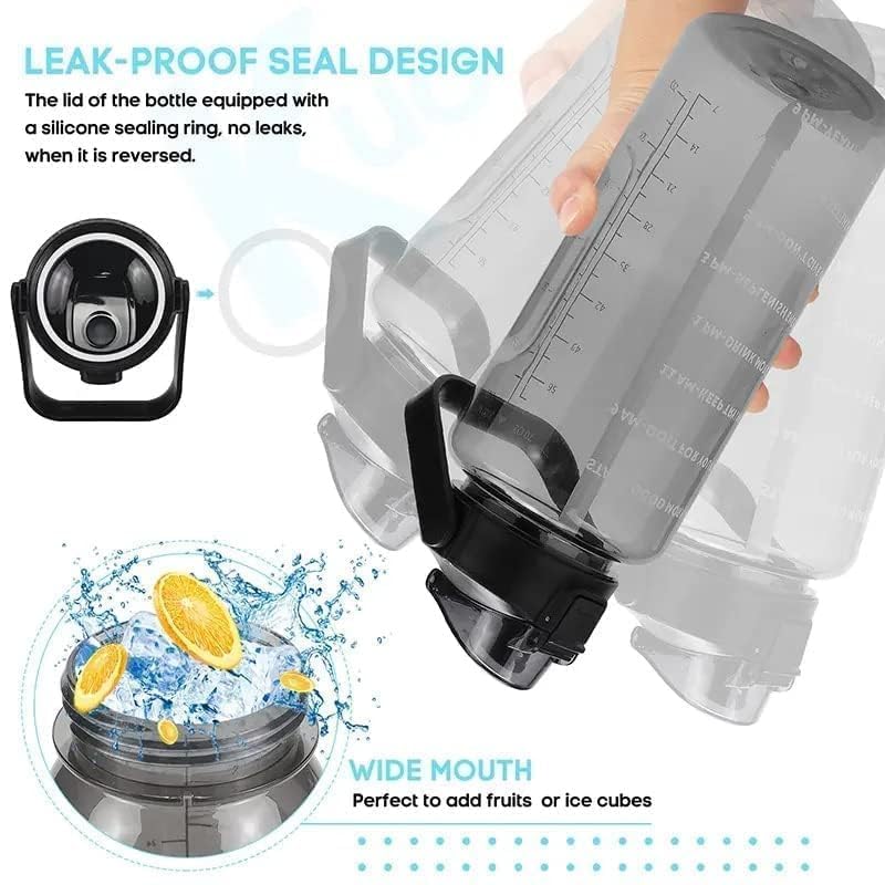2L Transparent Motivational Water Bottle - Leakproof Fitness Sports Bottle (Multicolor)