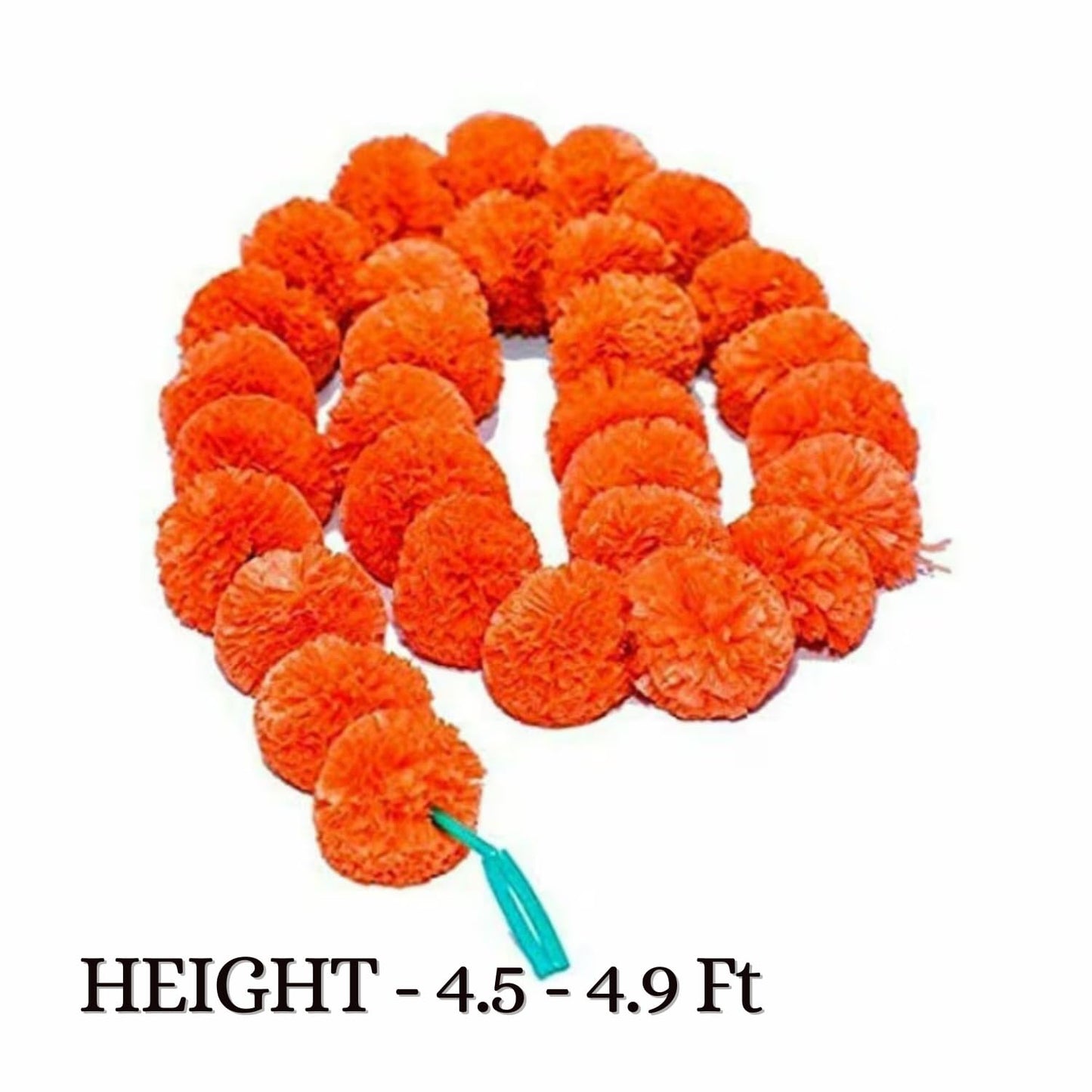 Artificial Marigold Garlands, Diwali & Pooja Room Decorations - Pack of 10 (5 Dark Orange, 5 Yellow)