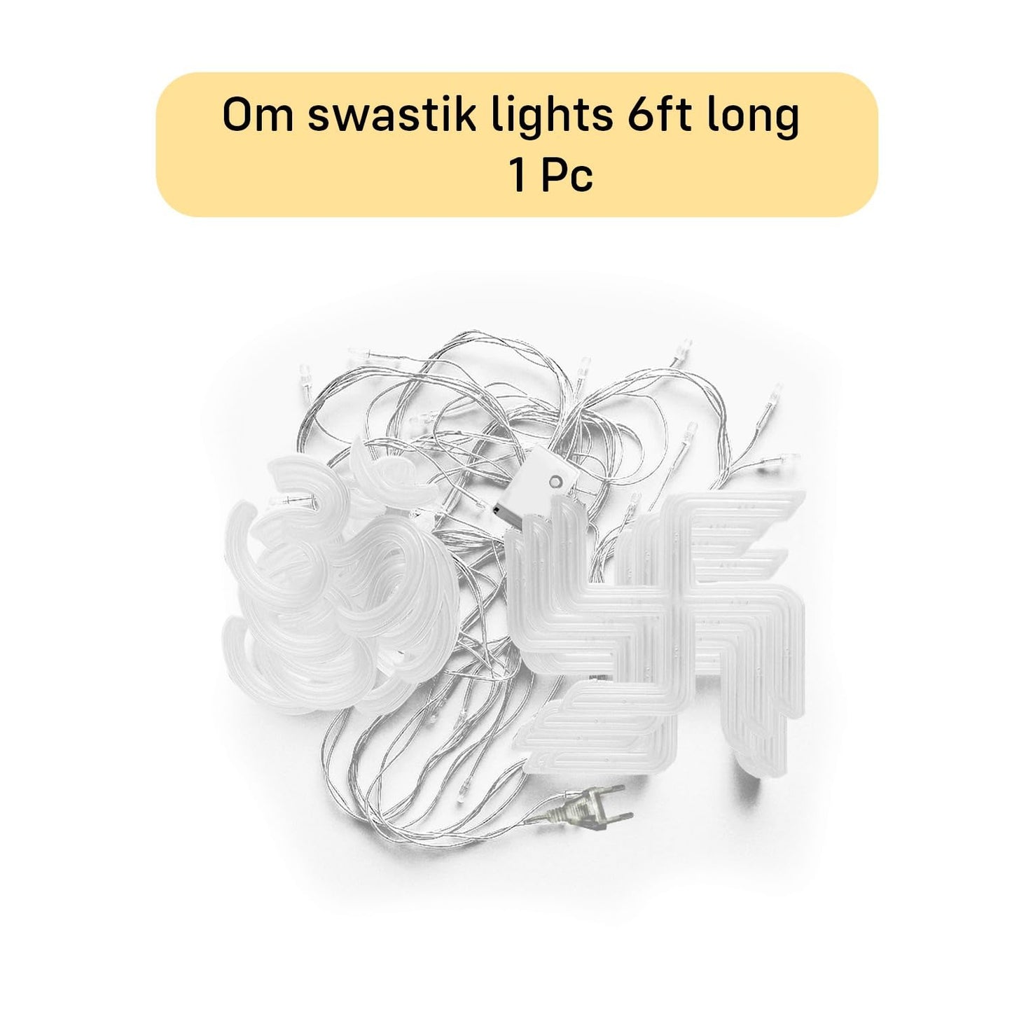 Om and Swastik Lights for Decoration - 12 LED(6+6), 6 Feet Temple Decoration Items