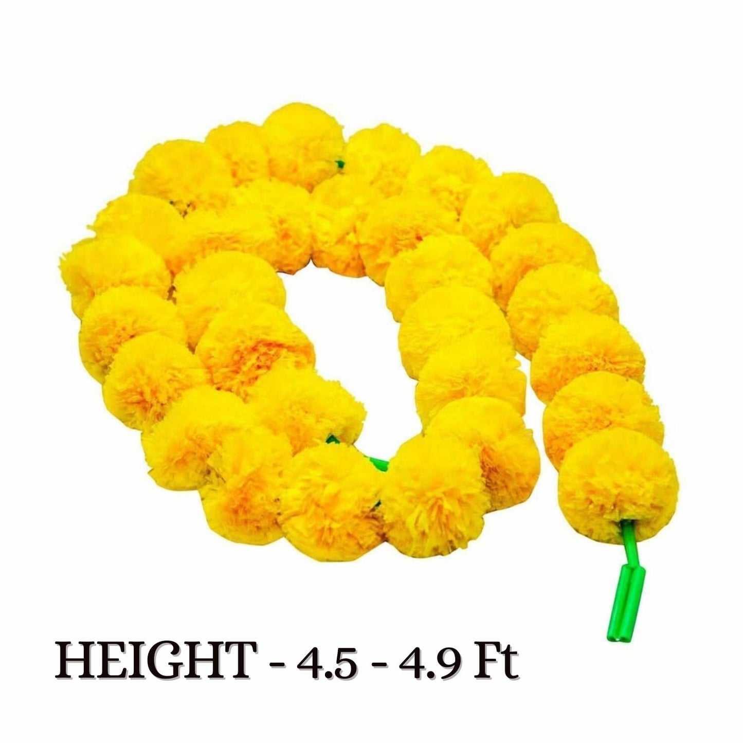 Artificial Marigold Garlands, Diwali & Pooja Room Decorations - Pack of 10 (5 Dark Orange, 5 Yellow)