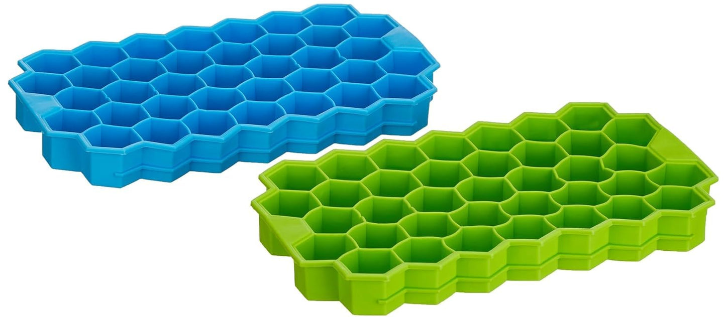 Silicone Honeycomb 37 Cavity Ice Cube Tray ( Set of 2)