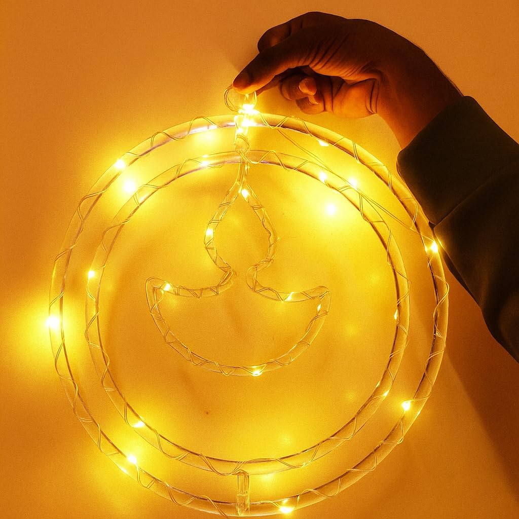 30 CM Diya Pendant Hanging Lights | Warm White LED Decorative Lights for Diwali