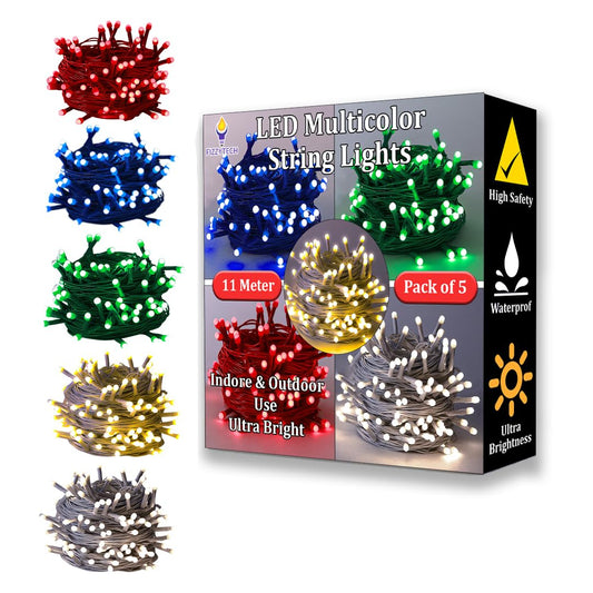 Rice Lights – 40 LED 11 Meter Decorative String Light | Multicolor Fairy (5 Pack)