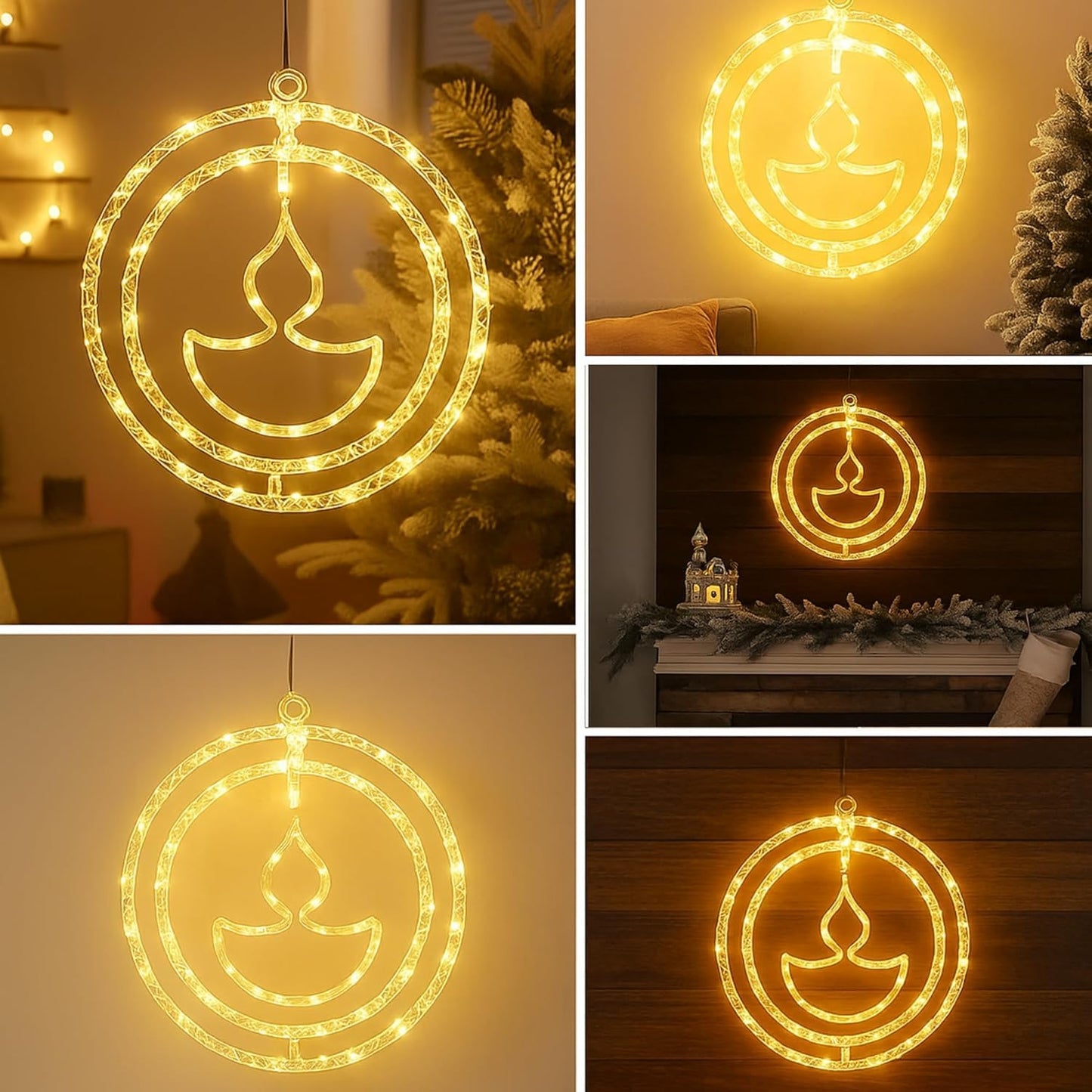 30 CM Diya Pendant Hanging Lights | Warm White LED Decorative Lights for Diwali