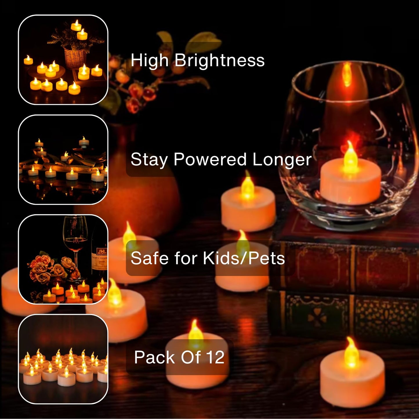 Led Candles for Home Decoration  Flameless & Artificial Decorative (Set of 12)