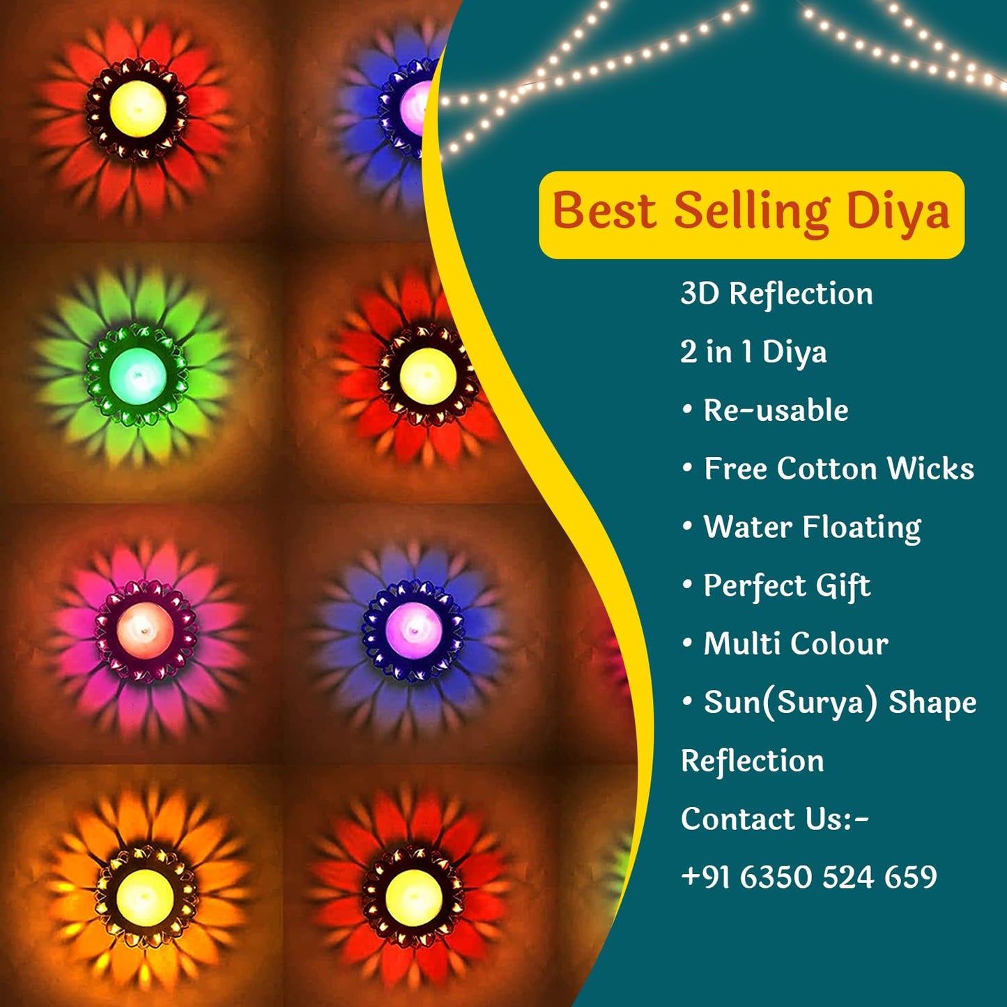Diyas for Diwali Decoration Item for Home Decor 12 Designer Transparent Diya Deepak