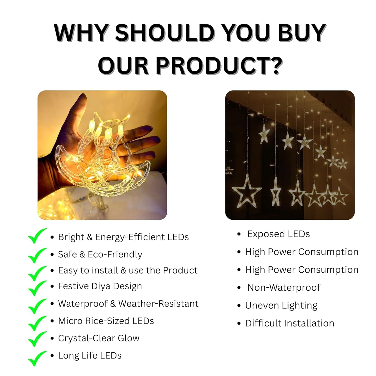 Diwali Diya light | water proof and shock-resistant | 200 LED with 10 Diyas