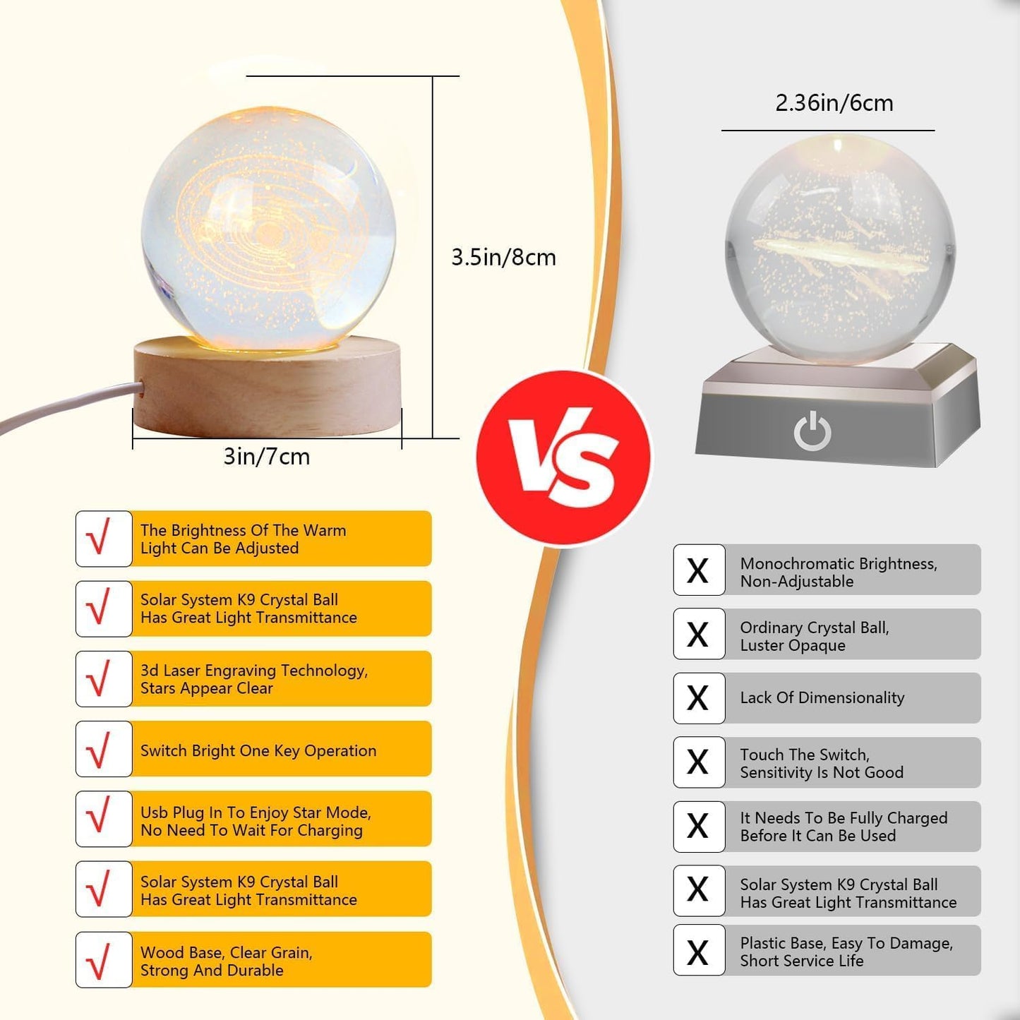 3D Planets Crystal Ball Night Lamp