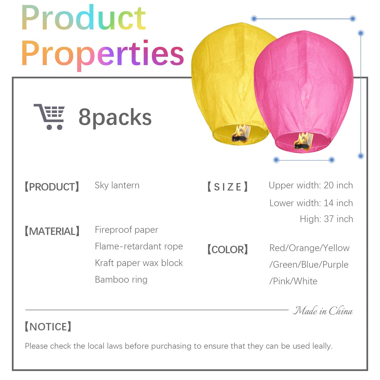 Sky Lanterns 100% Biodegradable No Assembly Required