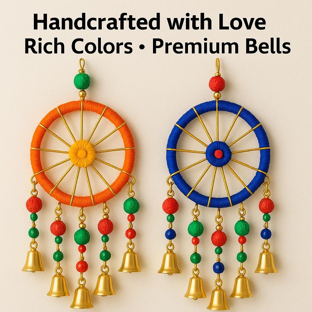 Set of 5 Marigold Flower Garland with Hanging Wheels – Handcrafted