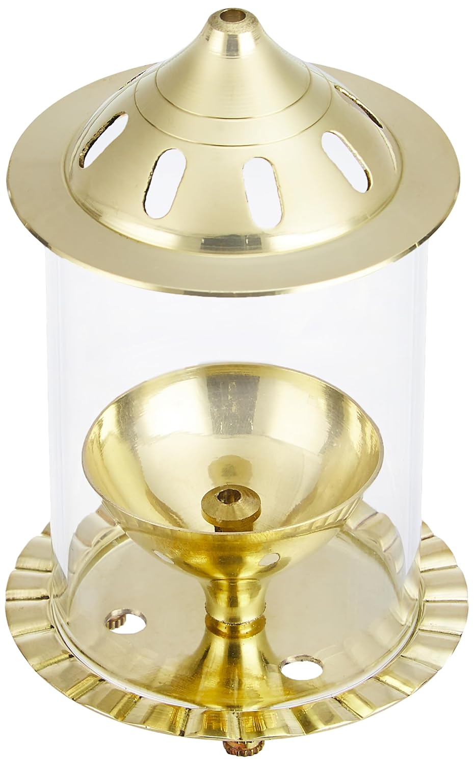 Akhand Diya/Oil Lamp with Glass Cover for Puja, Home Décor and Diwali