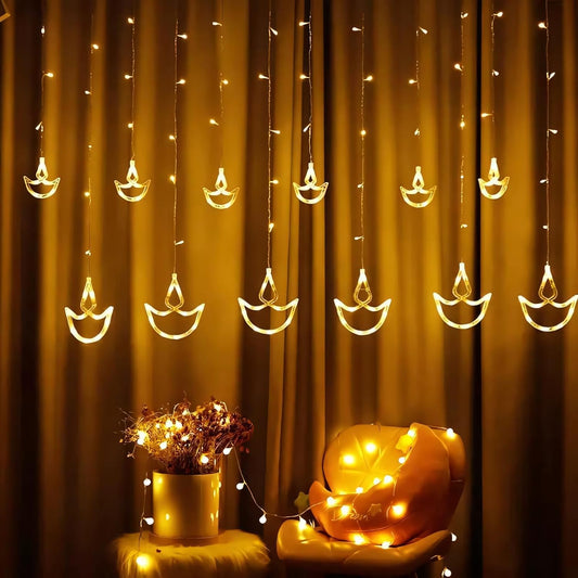 Diya LED Lights | 138 LEDs | 8 Modes | Warm White Fairy Lights for Window, Wall, Garden & Diwali