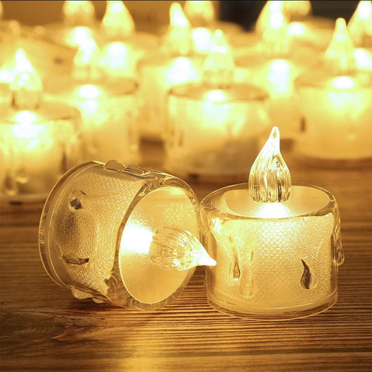 Glass Diya for Diwali Flamless LED Drystal Diyas for Home Decoration on Diwali| (set of 12)