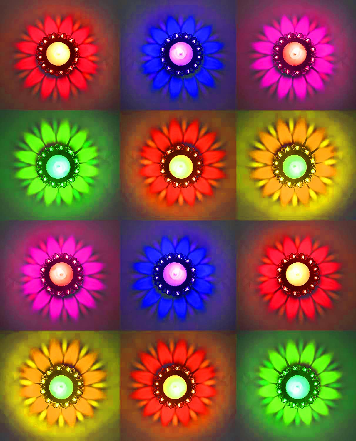 Diyas for Diwali Decoration Item for Home Decor 12 Designer Transparent Diya Deepak