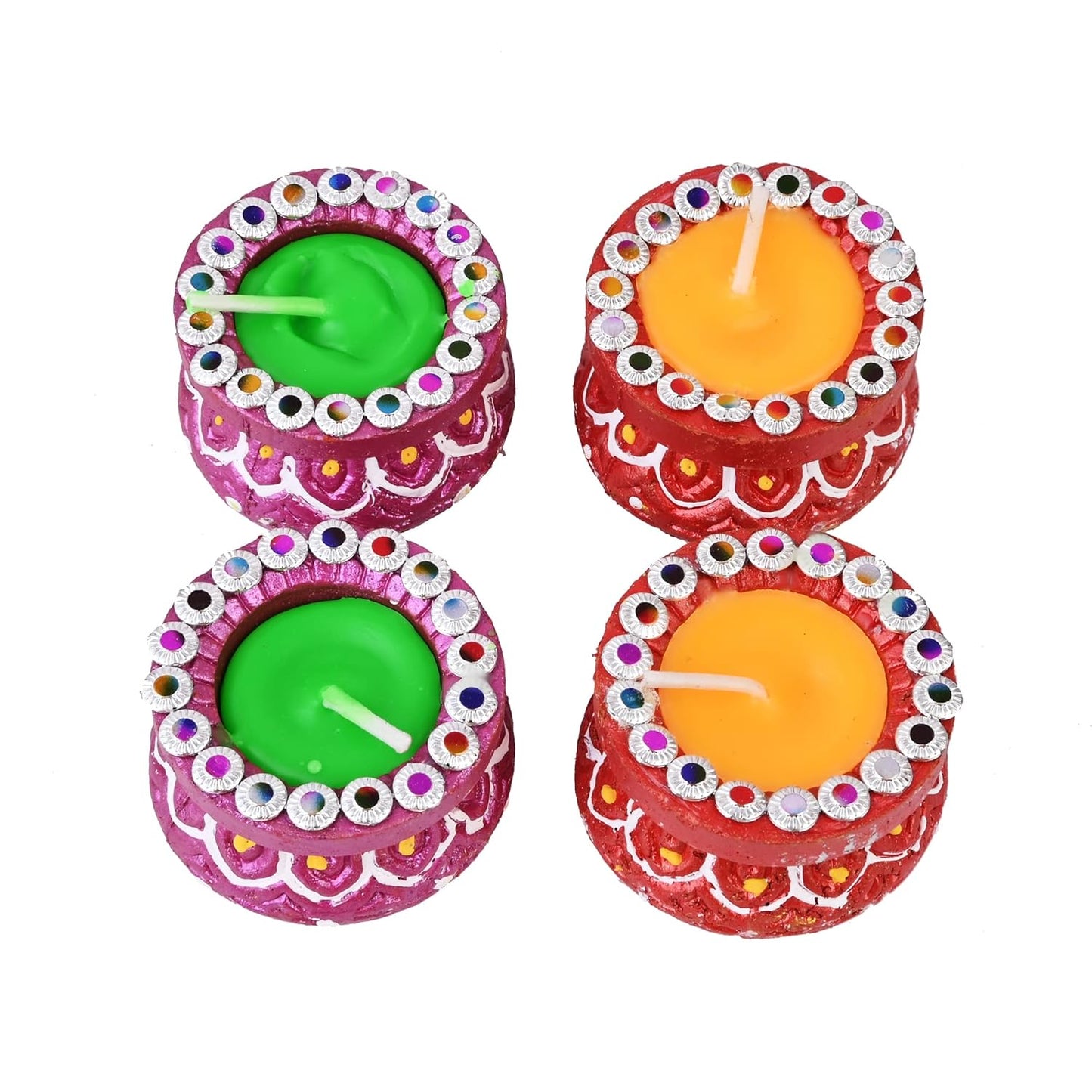 Matki Candles | Traditional Decorative Tea Light Diya's for Diwali & Festive Décor (Pack of 8)