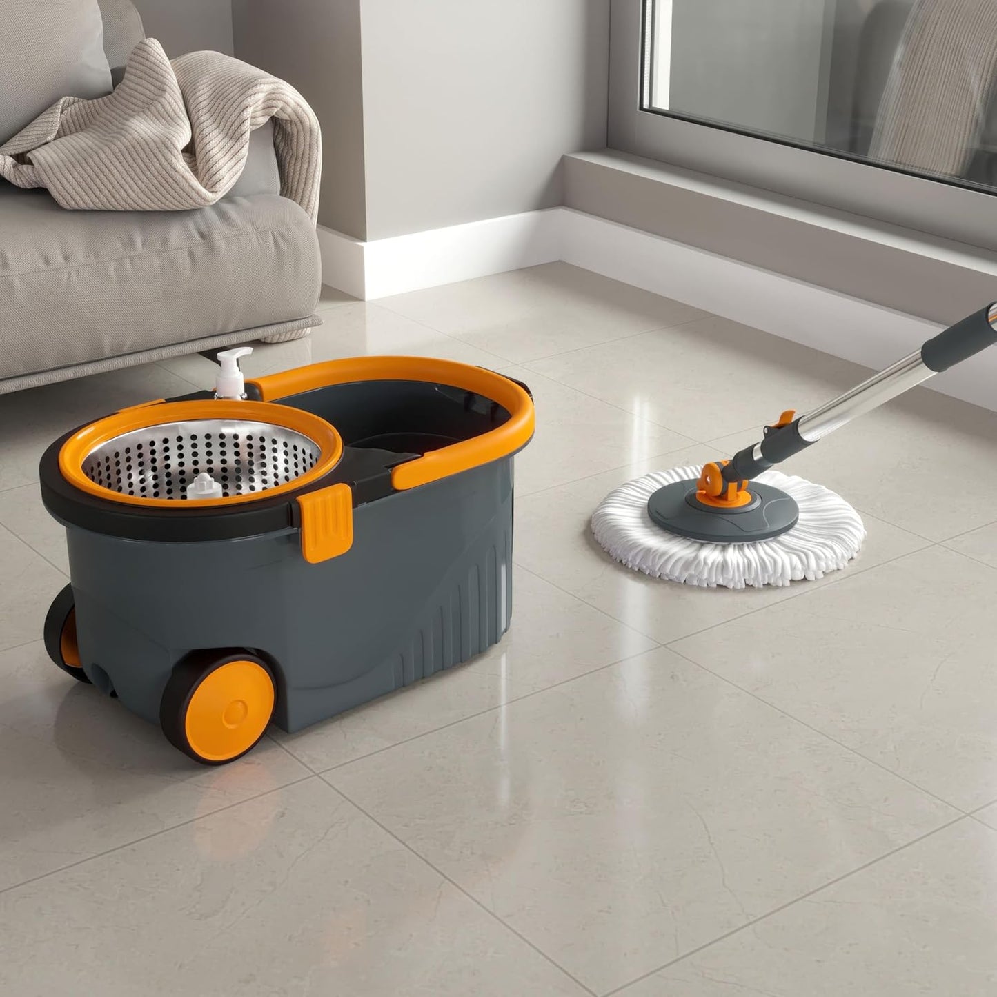 360° Rotating Mop & Adjustable Handle (Multicolor)