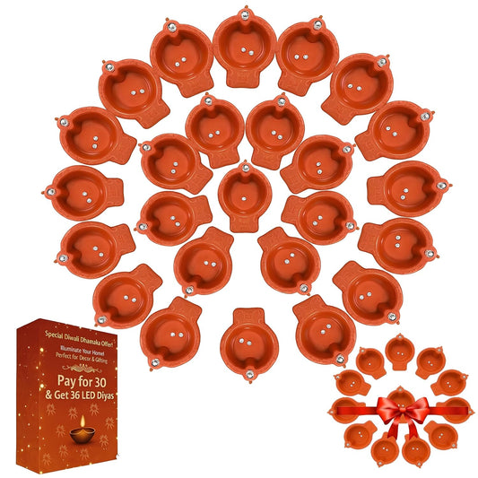 Water Sensor Diyas (36 Pcs) – Electric Flameless & Smokeless LED Diya Lights,