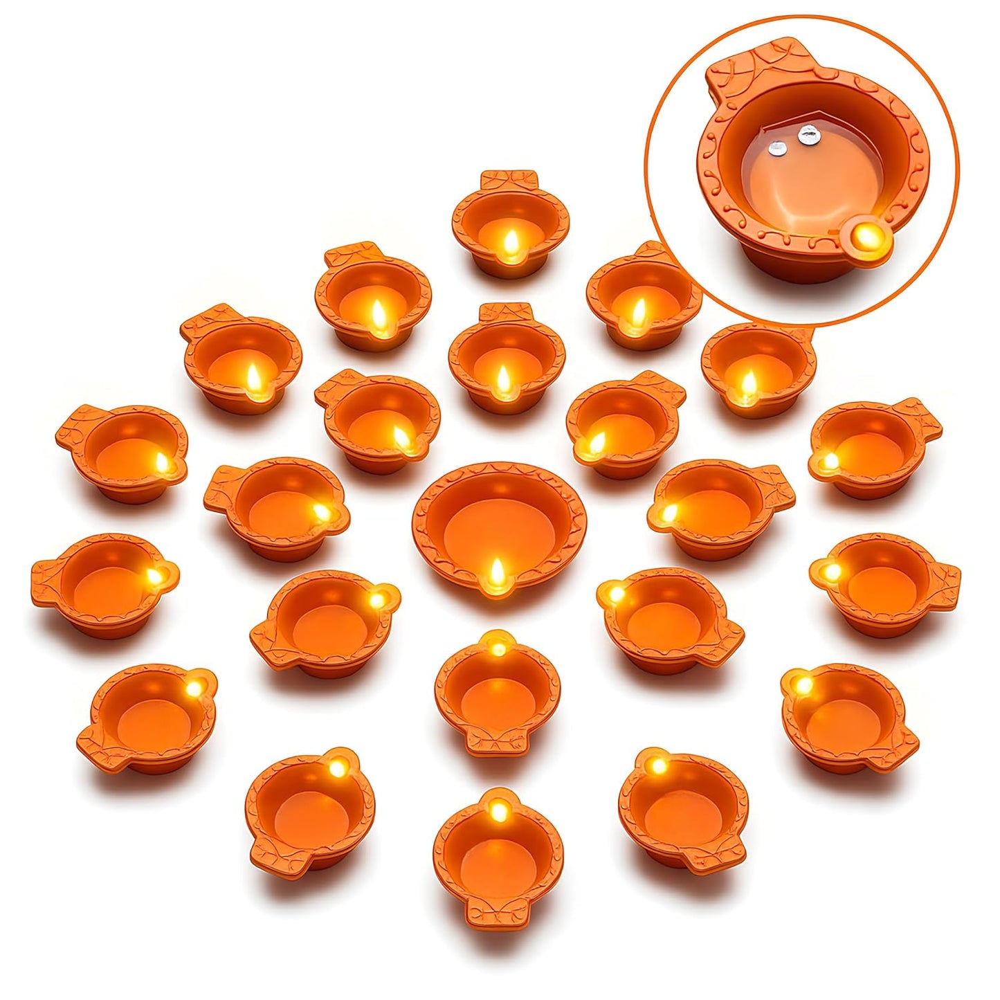 Water Sensor Diyas (36 Pcs) – Electric Flameless & Smokeless LED Diya Lights,