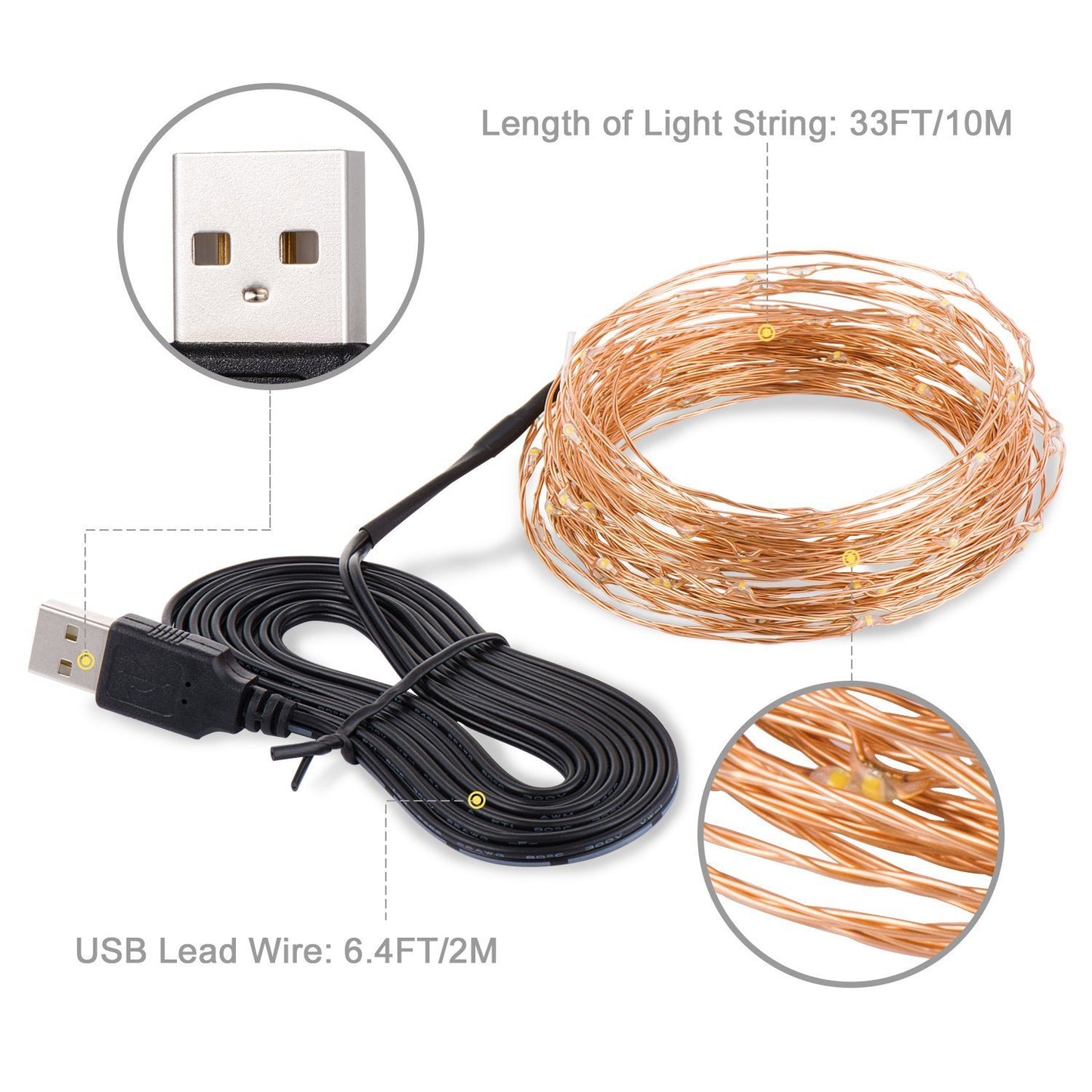 Diwali Decoration | 20 Meter 200 LED's Waterproof Fairy | - 1 M USB Powered Multicolor