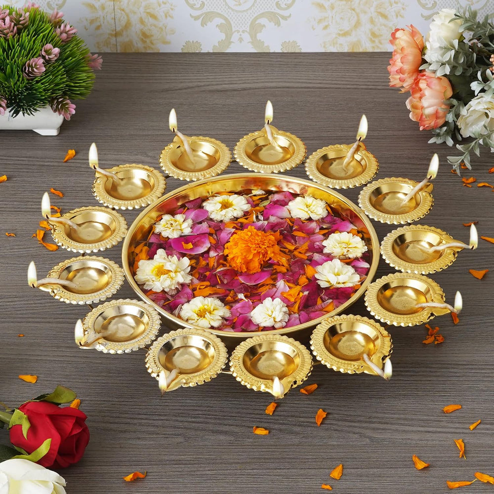 Handcrafted Flower-Shaped Diya Urli Bowl |Home, Office & Table Decor"