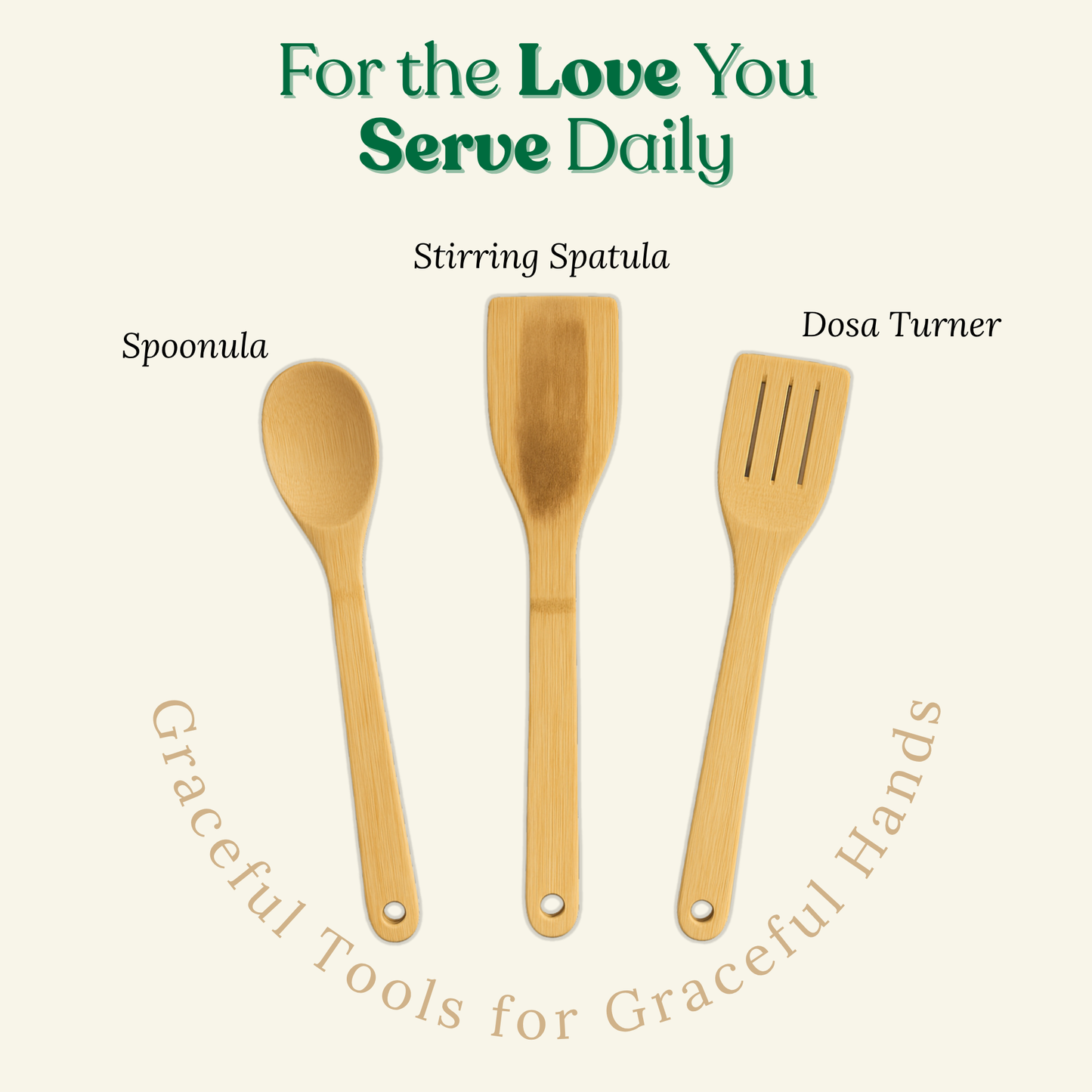 Bamboo Spatula | Natural Handmade Bamboo Spatulas Set of 3